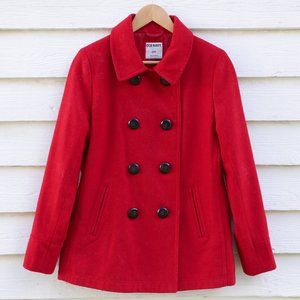 Red wool peacoat (recycled wool)